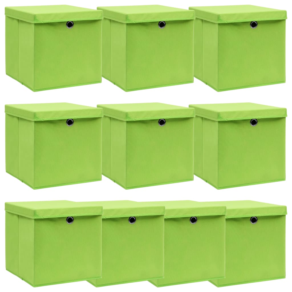 Opbergboxen met deksel 10 st 32x32x32 cm stof paars is nu te koop bij PeponiXL, paradijselijk wonen!