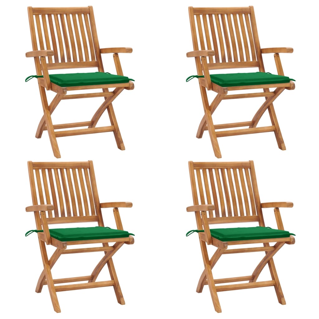 Tuinstoelen 4 st inklapbaar met kussens massief teakhout is nu te koop bij PeponiXL, paradijselijk wonen!