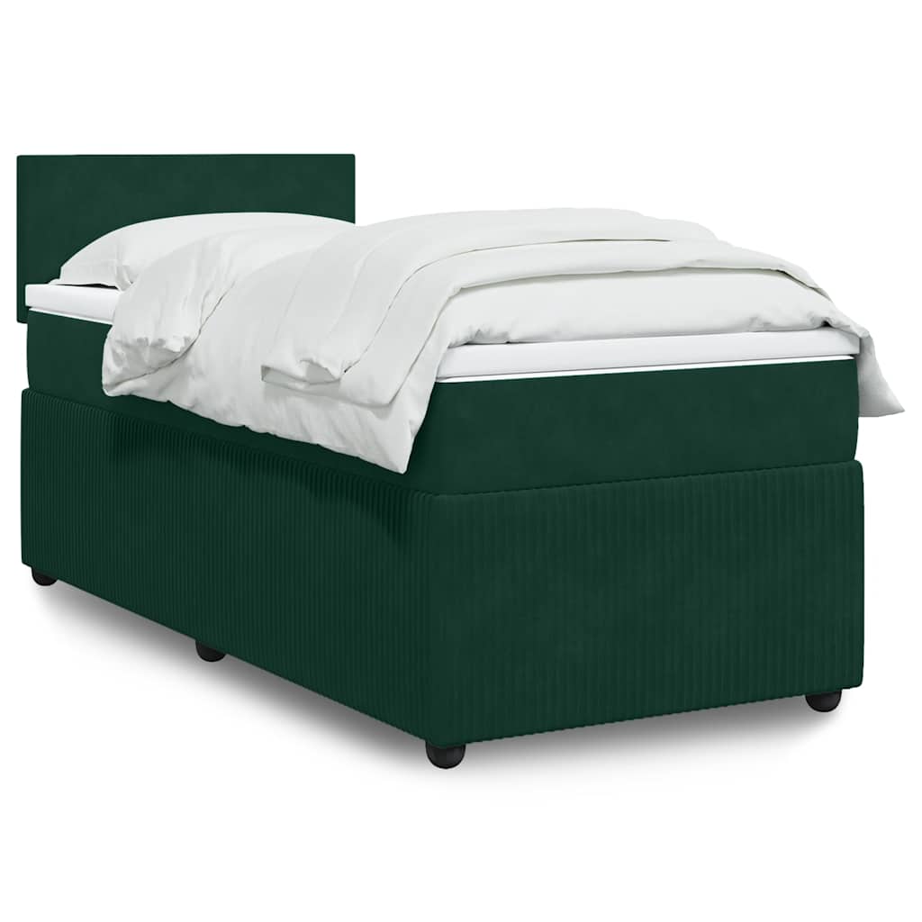 Boxspring met matras fluweel donkergroen 100x200 cm is nu te koop bij PeponiXL, paradijselijk wonen!