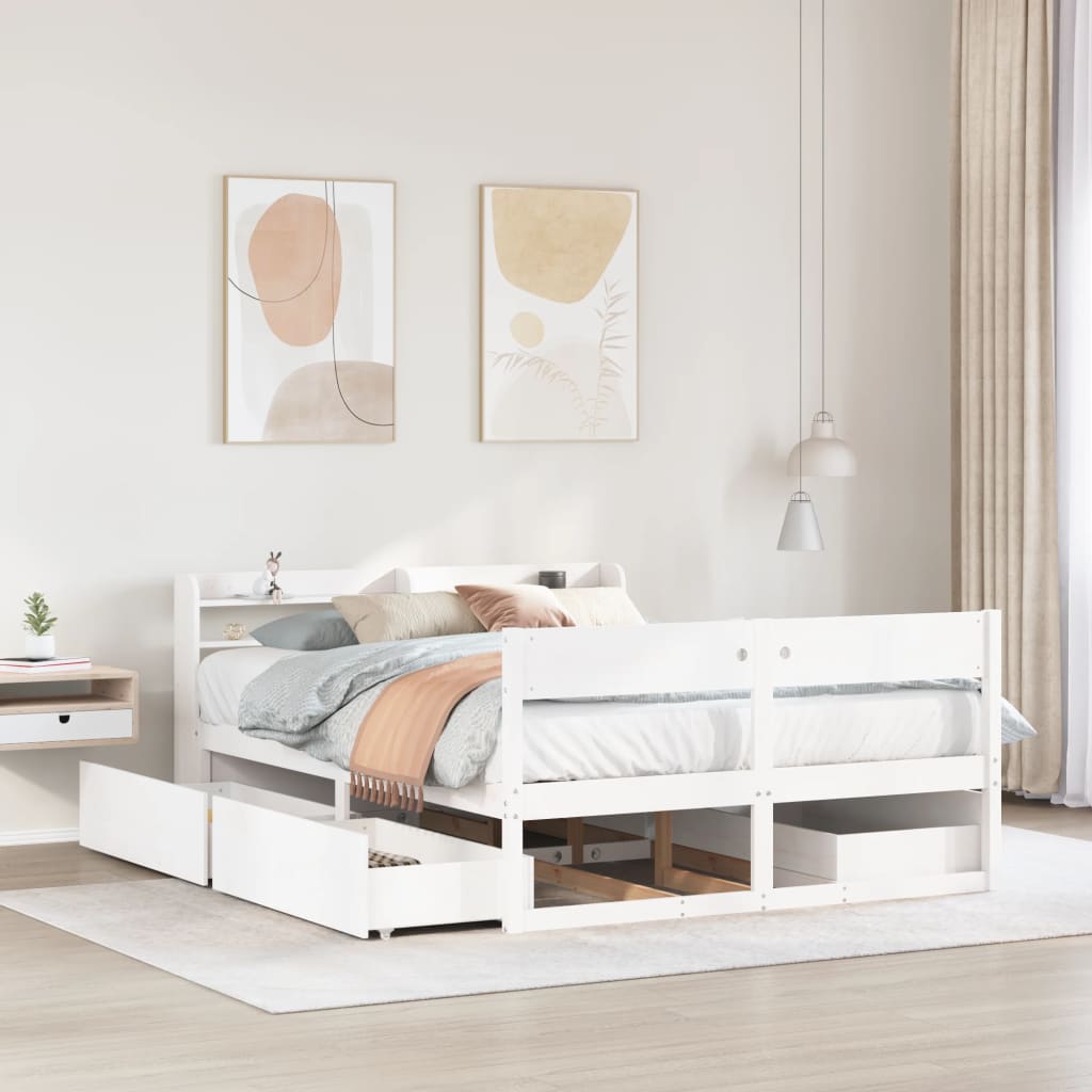 Bedframe zonder matras massief grenenhout wit 150x200 cm is nu te koop bij PeponiXL, paradijselijk wonen!