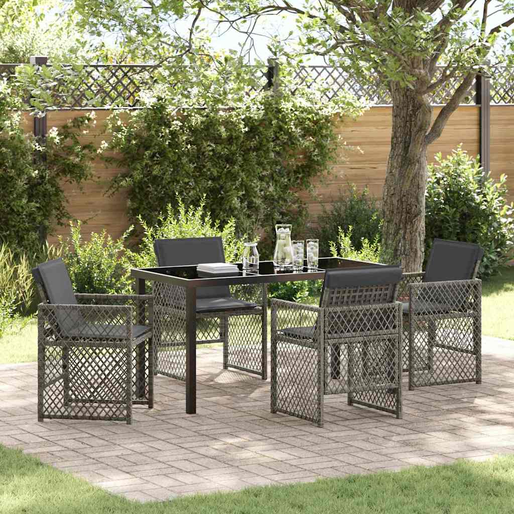 Tuin eettafelset 5 pcs Grijs poly rattan is nu te koop bij PeponiXL, paradijselijk wonen!