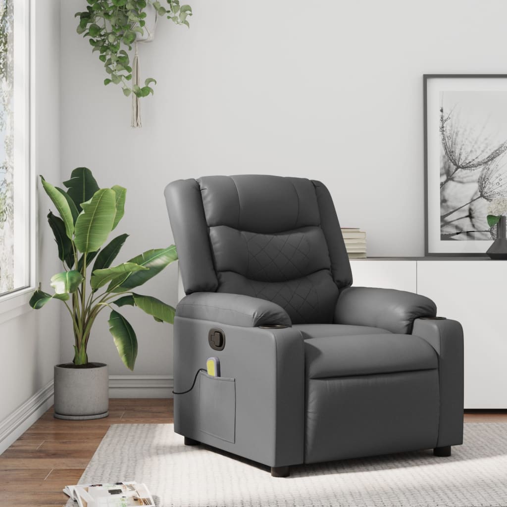 Massagestoel van grijs kunstleer is nu te koop bij PeponiXL, paradijselijk wonen!
