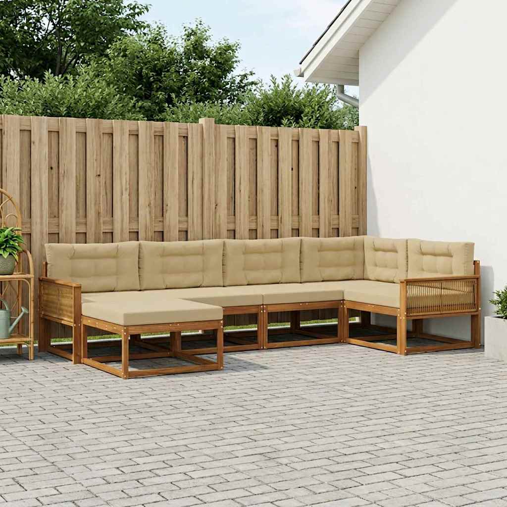Buiten bankenset met kussen 6 pcs Natuurlijk en Beige is nu te koop bij PeponiXL, paradijselijk wonen!