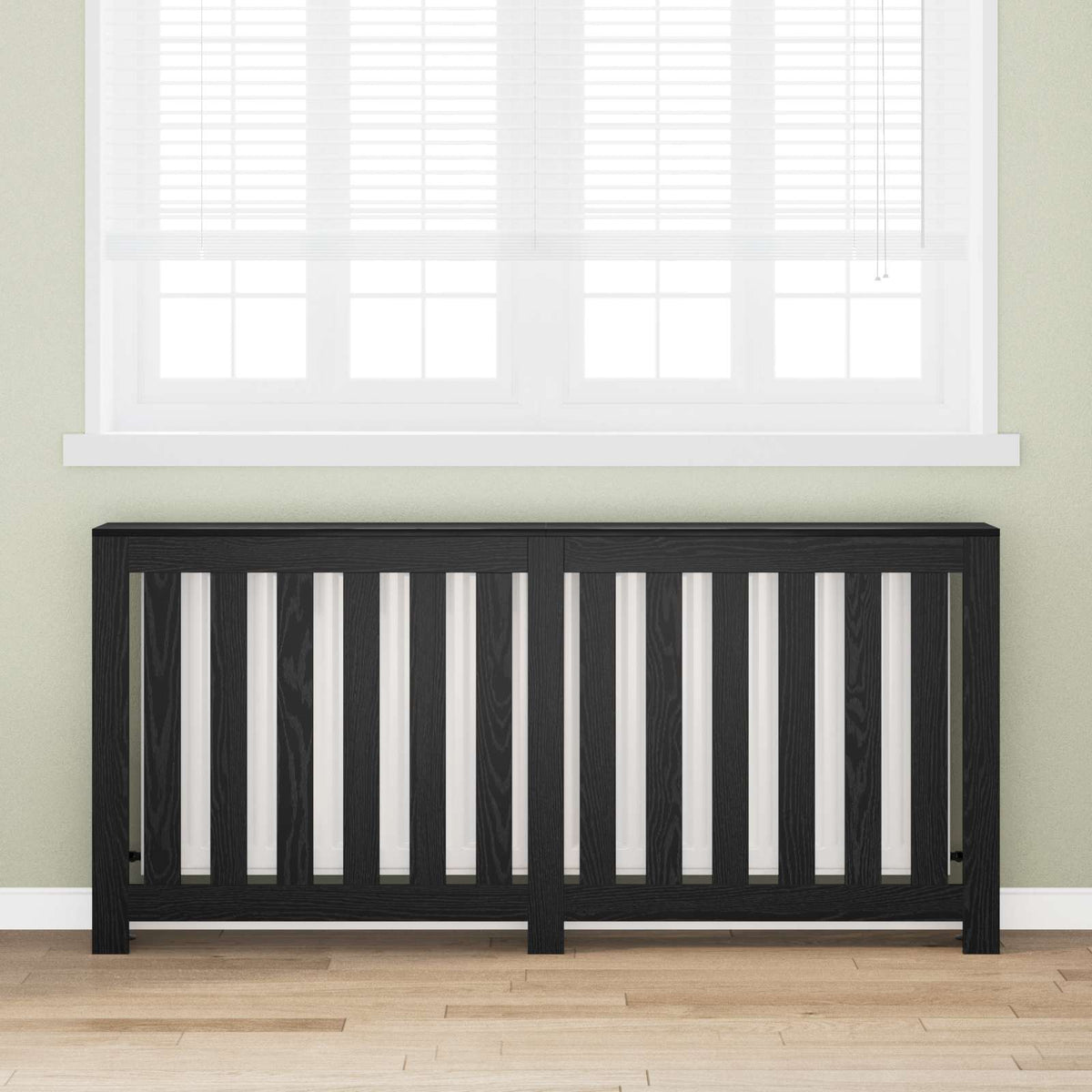 Radiatorafdekking Zwart Eiken 175 x 20 x 82 cm Bewerkt hout is nu te koop bij PeponiXL, paradijselijk wonen!