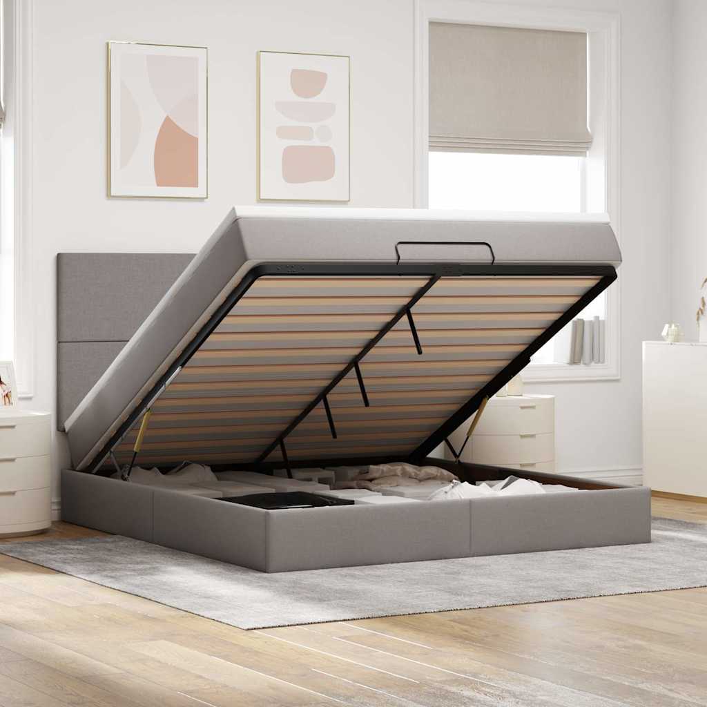 Ottoman bed met matras 180x200cm stof taupe is nu te koop bij PeponiXL, paradijselijk wonen!