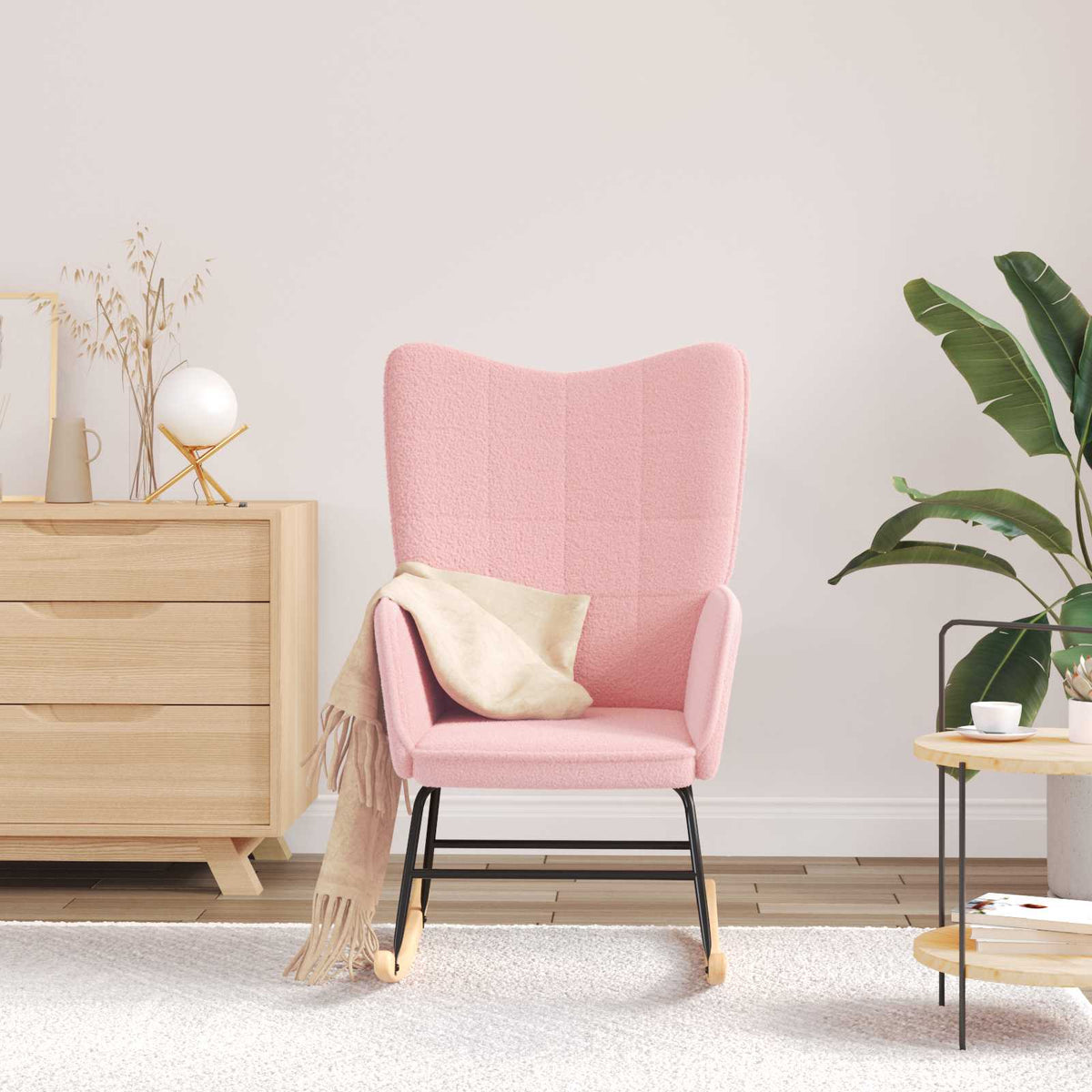 Schommelstoel Roze Sherpa Stof is nu te koop bij PeponiXL, paradijselijk wonen!