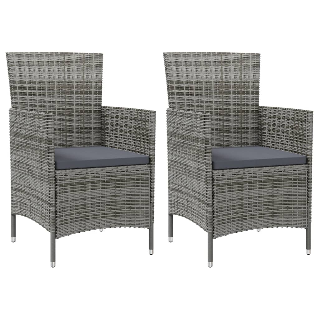 Tuinstoelen 2 st met kussens poly rattan grijs is nu te koop bij PeponiXL, paradijselijk wonen!