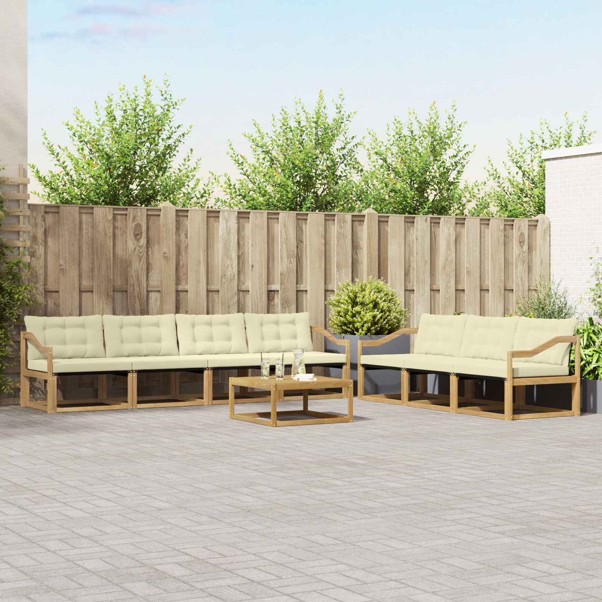 Buiten bankenset 8 pcs Wit en crèmekleurig is nu te koop bij PeponiXL, paradijselijk wonen!