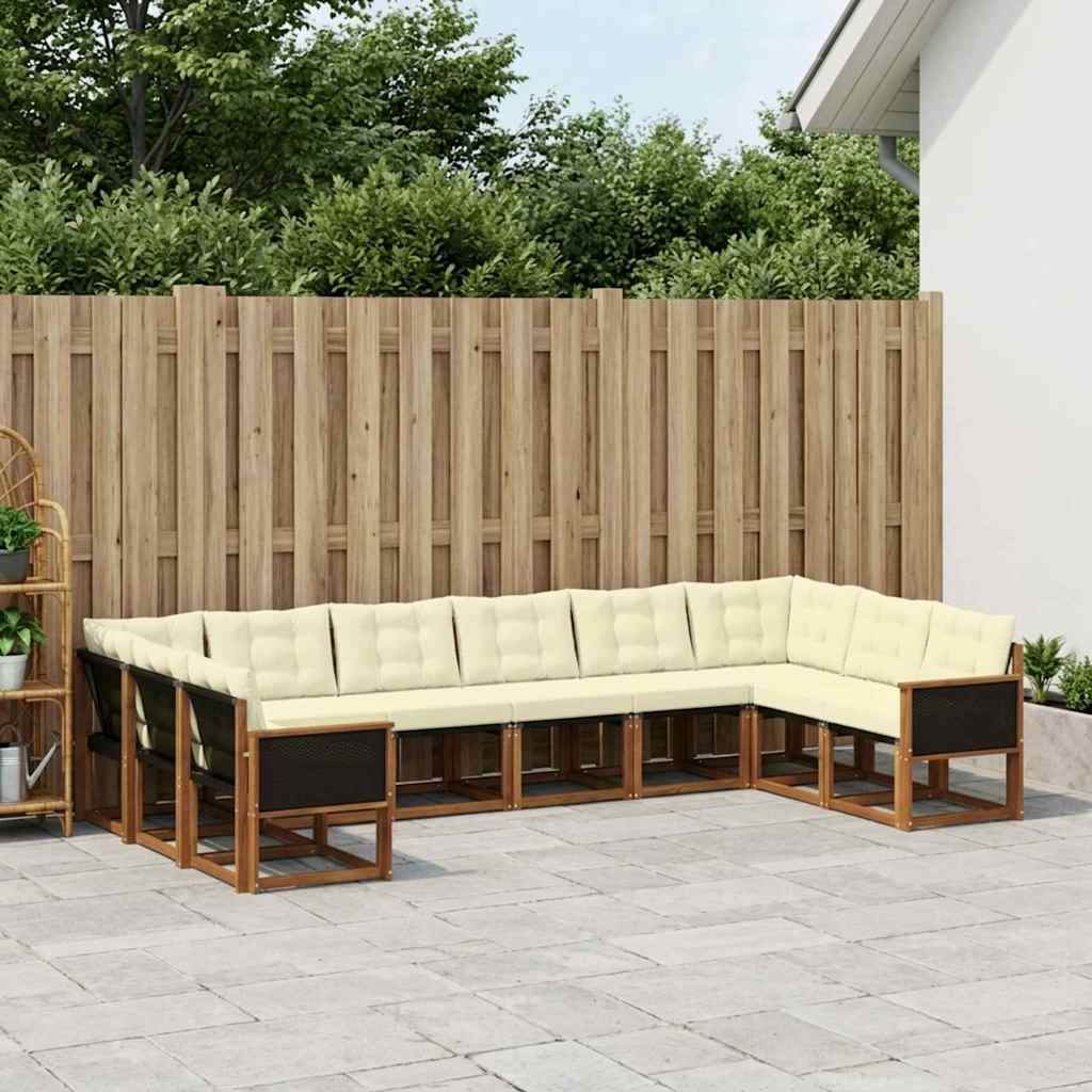 Buiten bankenset met kussen 10 pcs Natuurlijk en Crème is nu te koop bij PeponiXL, paradijselijk wonen!