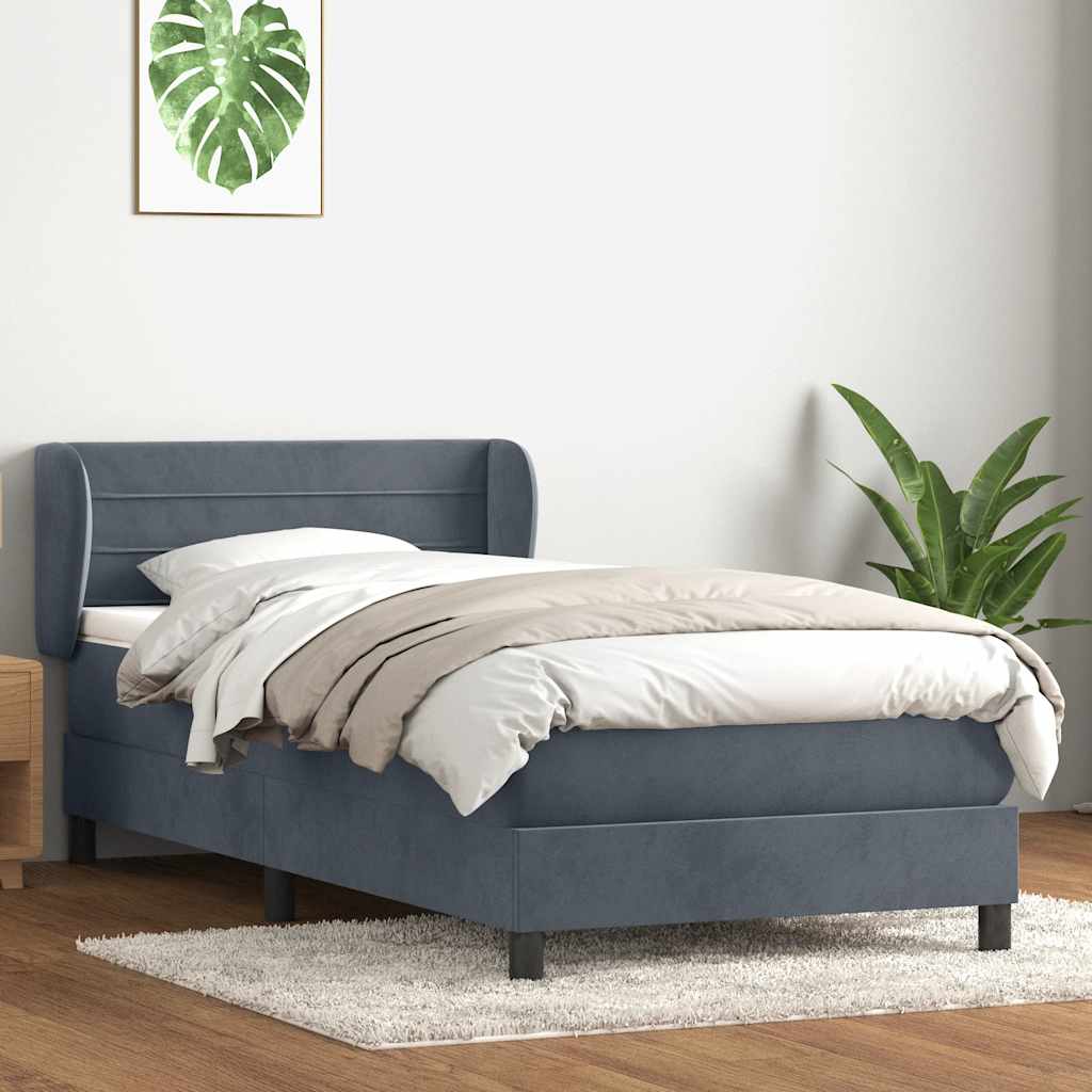 Boxspring met matras fluweel donkergrijs 80x210 cm is nu te koop bij PeponiXL, paradijselijk wonen!