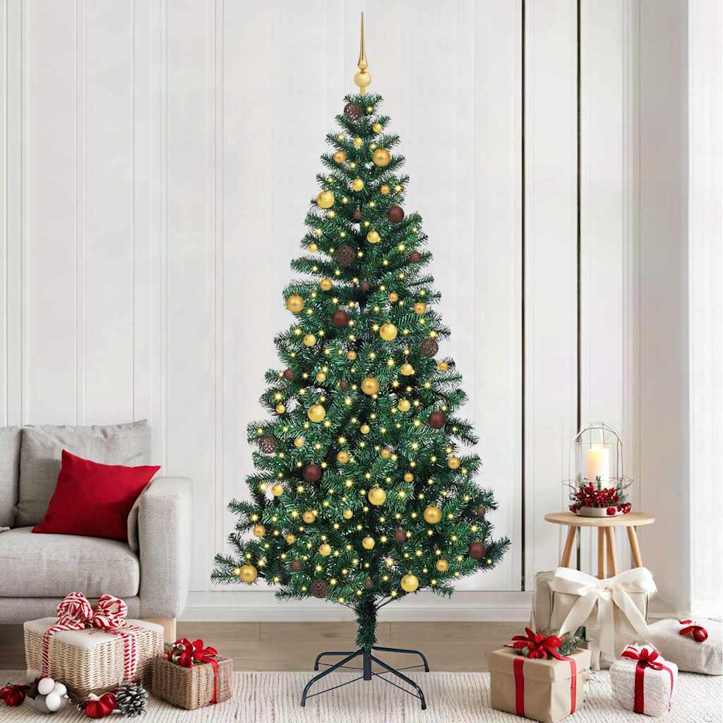 Kunstmatig Voorverlicht Kerstboom Groen 240 cm PVC en Metaal is nu te koop bij PeponiXL, paradijselijk wonen!