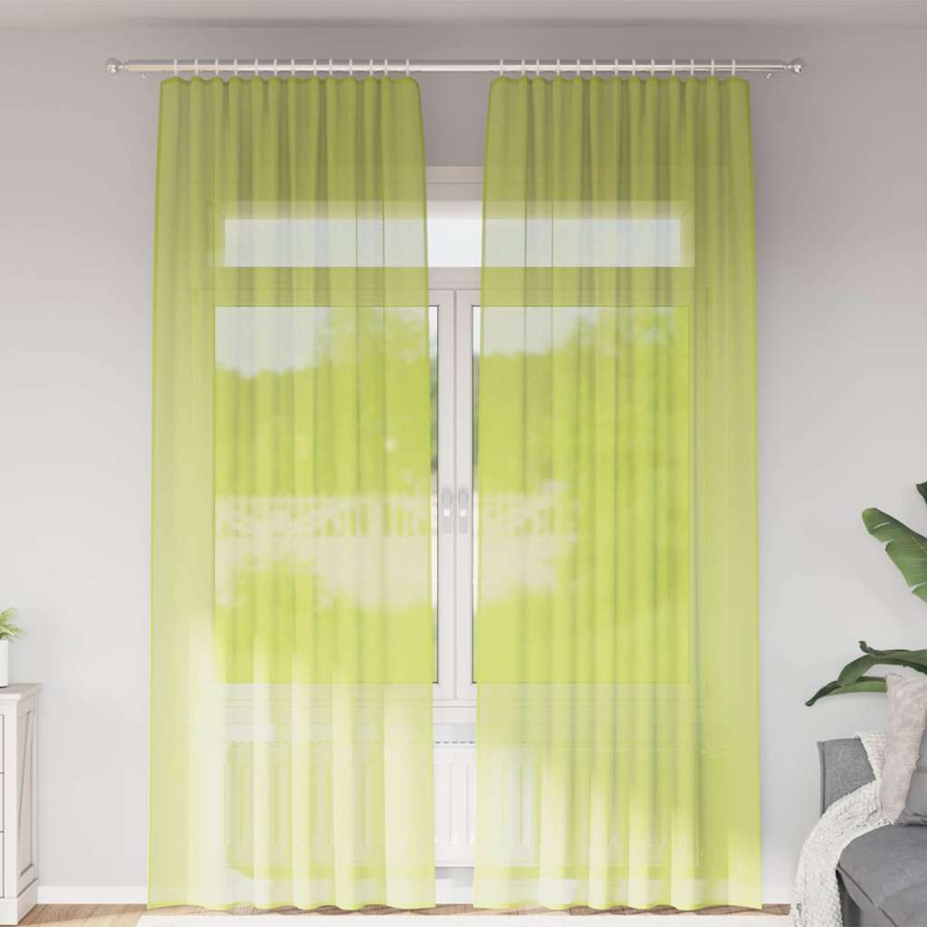 Gordijnen voile met roedezakken 2 st appelgroen is nu te koop bij PeponiXL, paradijselijk wonen!