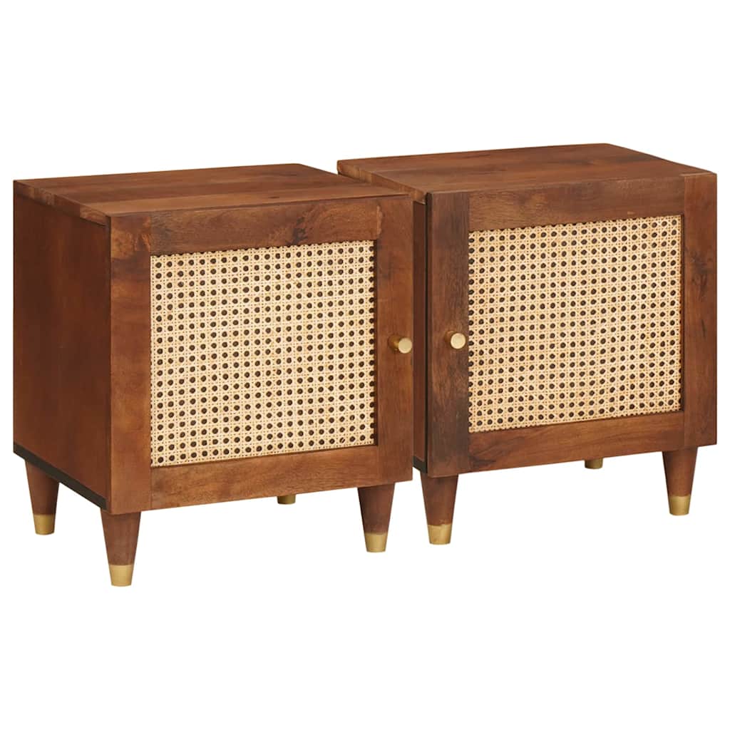 Nachtkastje 2 pcs Bruin 40 x 33,5 x 46 cm Massief acaciahout is nu te koop bij PeponiXL, paradijselijk wonen!