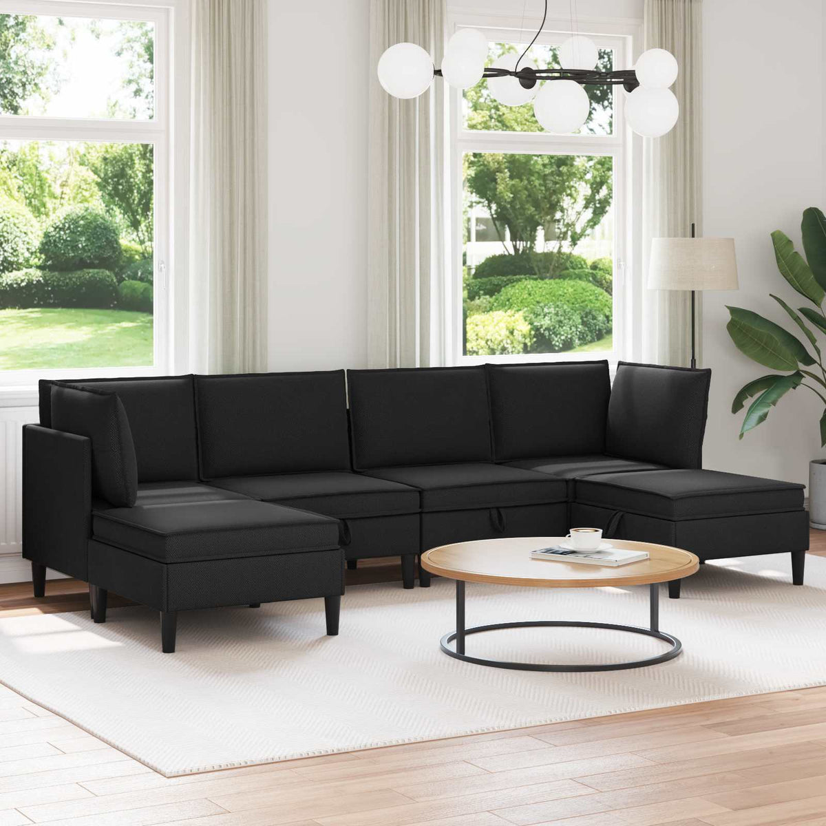 Woonkamer Meubelset 6 pcs Zwart Stof is nu te koop bij PeponiXL, paradijselijk wonen!