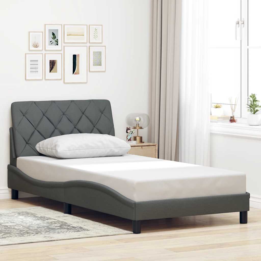 Bedframe zonder matras 100x200 cm stof donkergrijs is nu te koop bij PeponiXL, paradijselijk wonen!