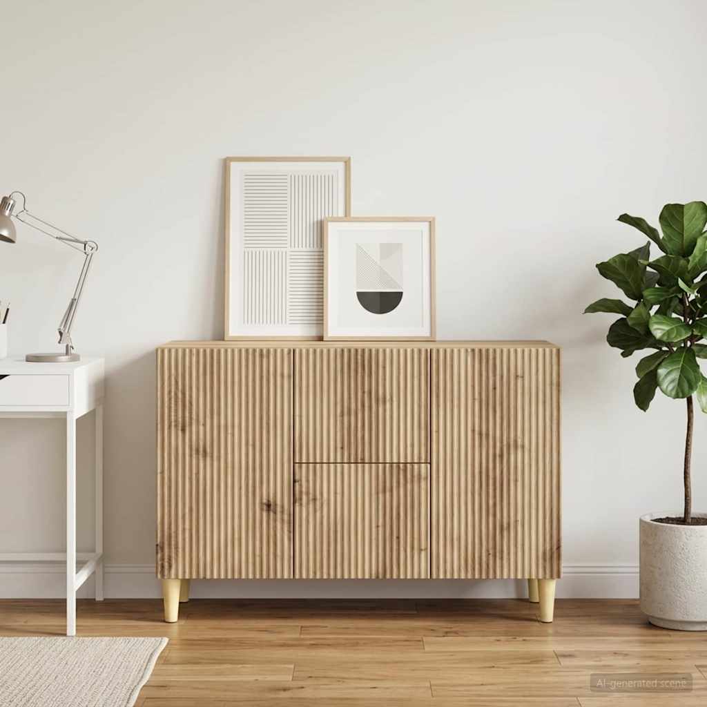 Dressoir Artisanaal eiken 89 x 34,5 x 60 cm Bewerkt hout is nu te koop bij PeponiXL, paradijselijk wonen!