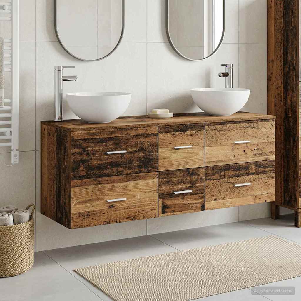 Badkamerkastenset 3 st Oud hout 49,5 x 41 x 64,5 cm is nu te koop bij PeponiXL, paradijselijk wonen!