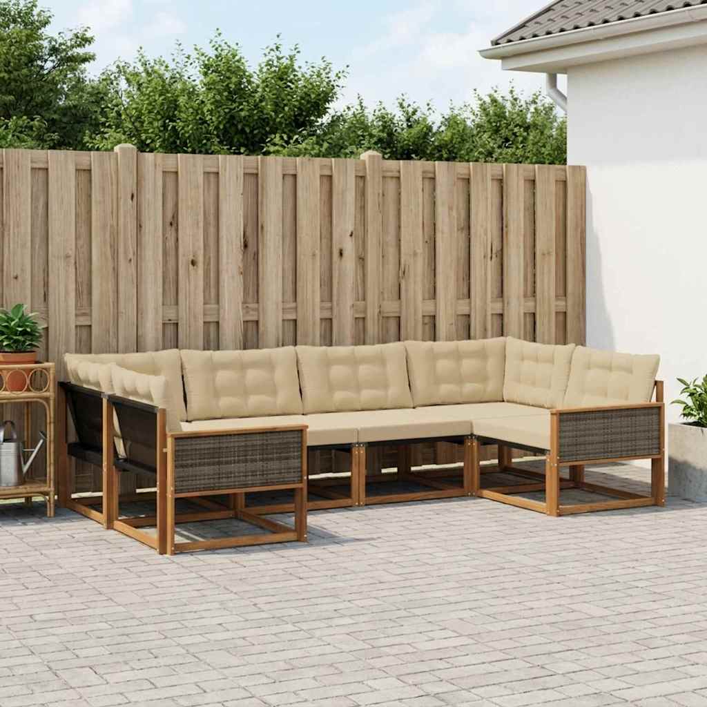 Buiten bankenset met kussen 6 pcs Natuurlijk en Beige is nu te koop bij PeponiXL, paradijselijk wonen!