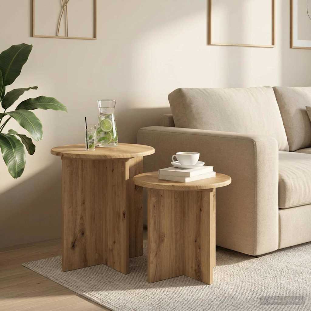 Bijzettafelset 2 pcs Artisanaal eiken Geconstrueerd hout is nu te koop bij PeponiXL, paradijselijk wonen!