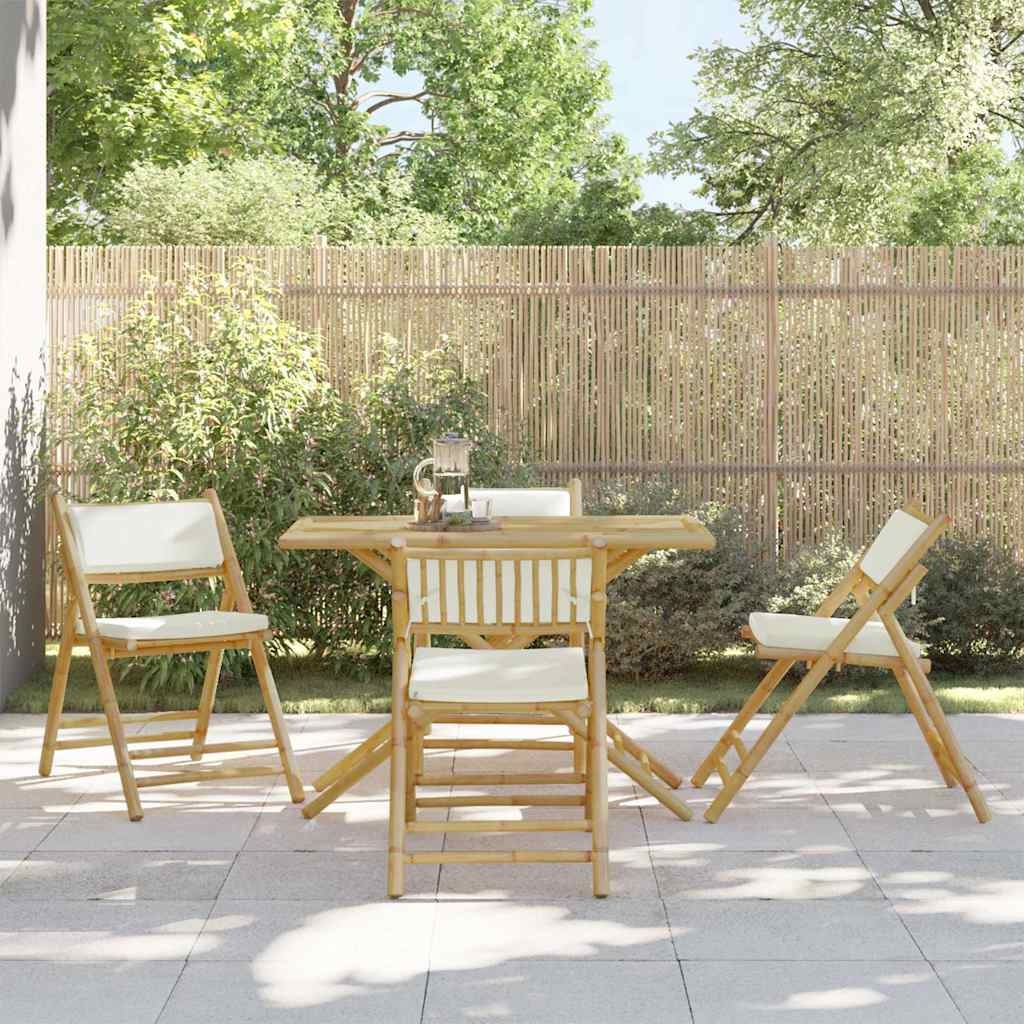 Bistrostoelen 4 st inklapbaar met kussens bamboe crèmewit is nu te koop bij PeponiXL, paradijselijk wonen!
