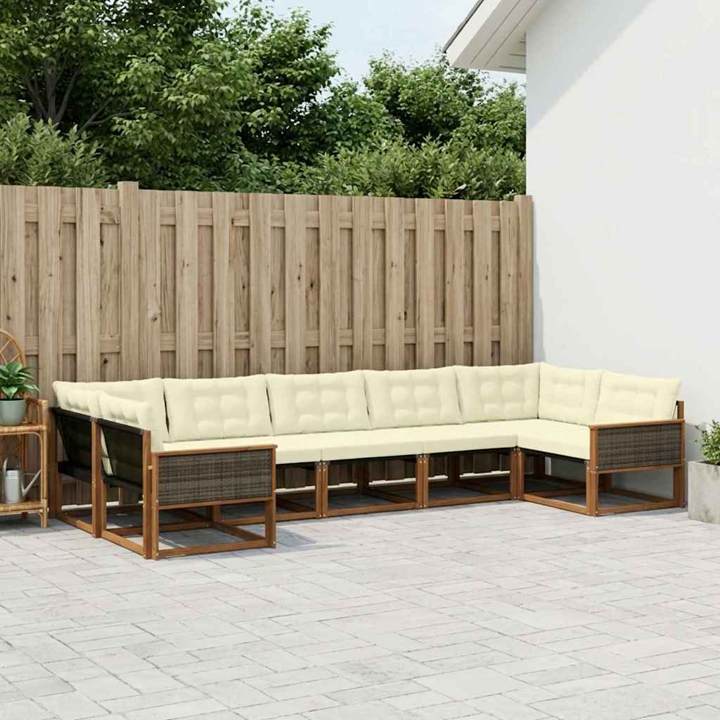 Buiten bankenset met kussen 7 pcs Natuurlijk en Crème is nu te koop bij PeponiXL, paradijselijk wonen!