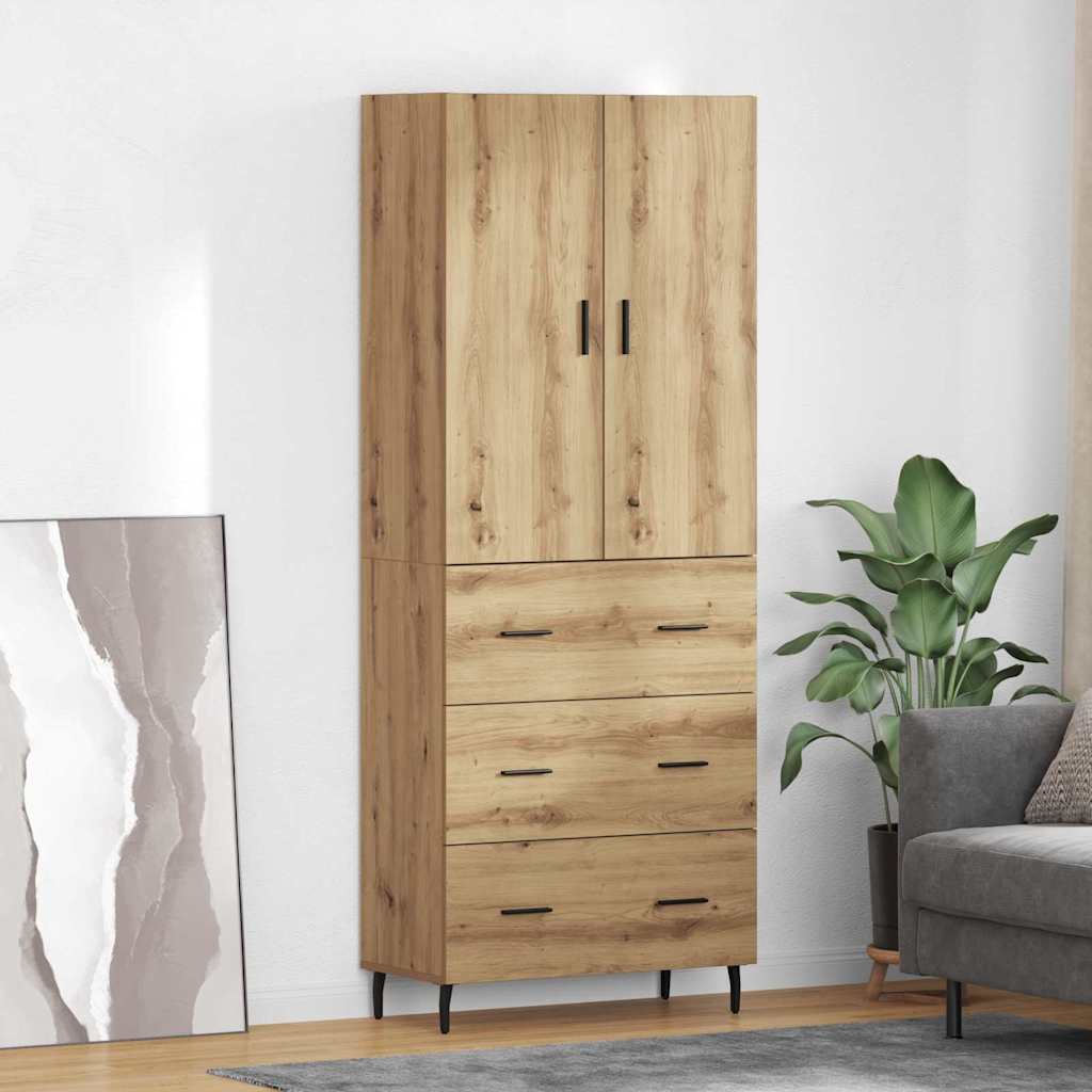 Hoge kast 2 pcs Artisan Eiken 69,5 x 34 x 180 cm Bewerkt hout is nu te koop bij PeponiXL, paradijselijk wonen!