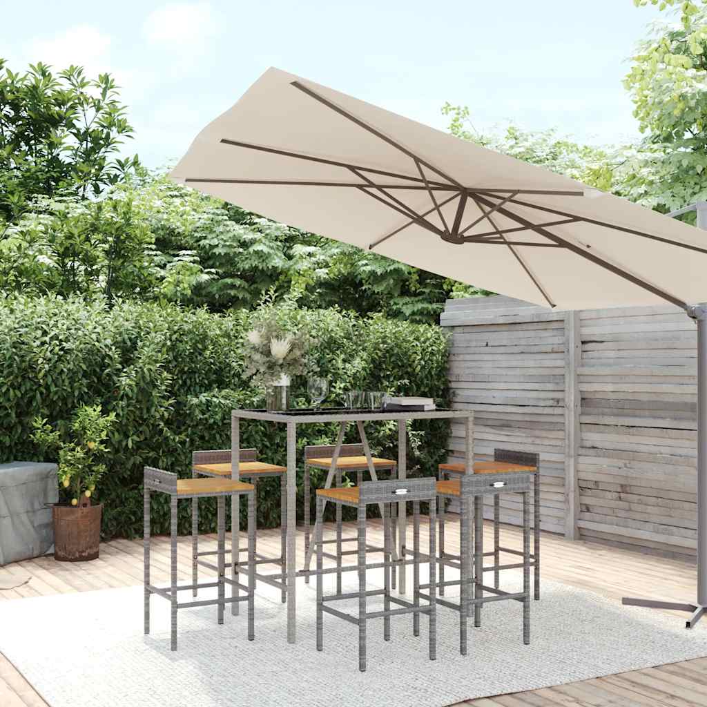 7-delige Tuinbarset poly rattan en massief acaciahout grijs is nu te koop bij PeponiXL, paradijselijk wonen!