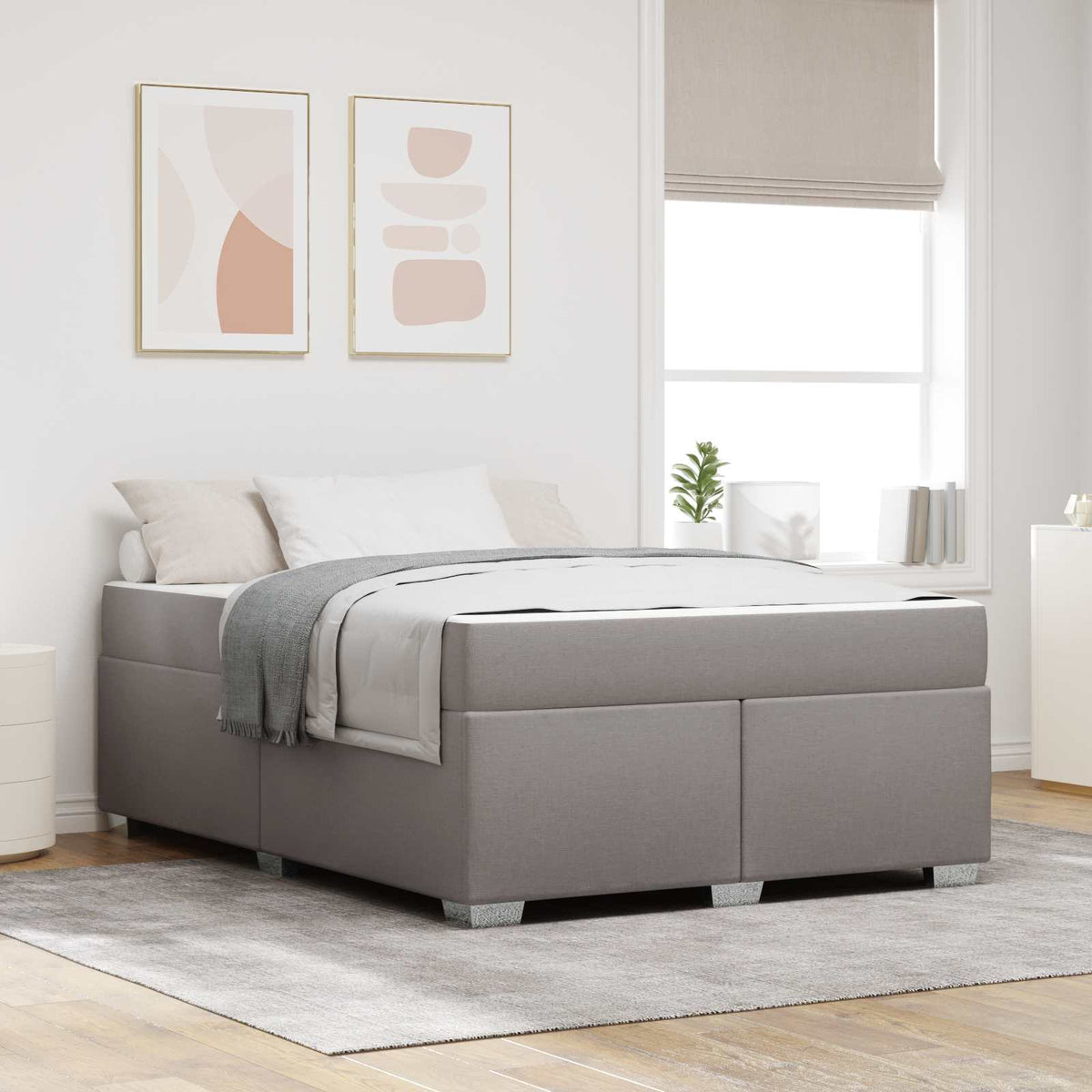 Bedframe met matras Taupe 140 x 200 cm Stof is nu te koop bij PeponiXL, paradijselijk wonen!