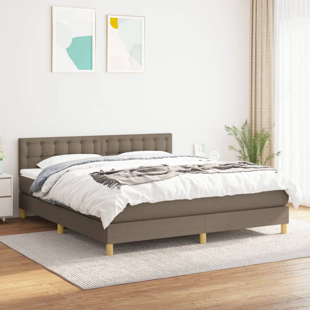 Boxspring met matras stof taupe 160x200 cm is nu te koop bij PeponiXL, paradijselijk wonen!