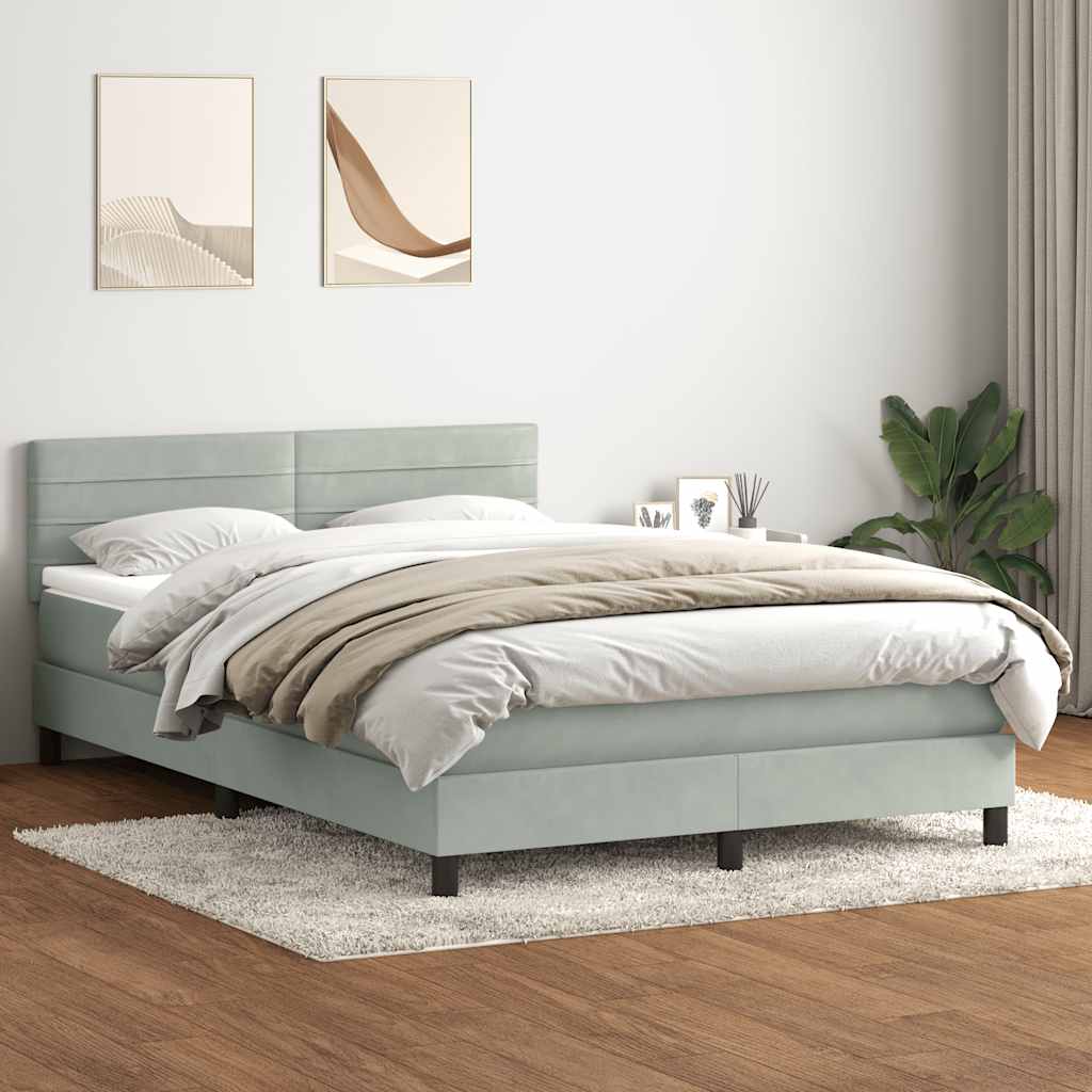 Boxspring met matras fluweel lichtgrijs 160x220 cm is nu te koop bij PeponiXL, paradijselijk wonen!