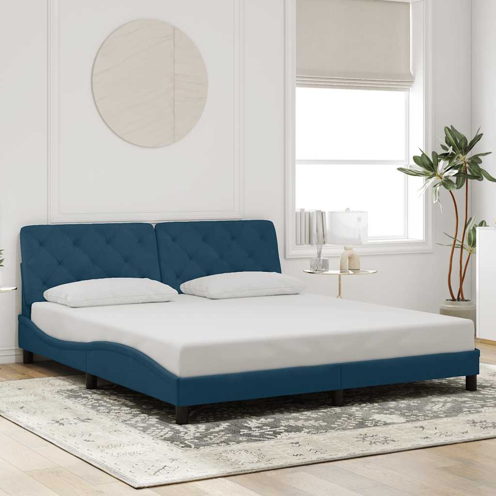 Bedframe zonder matras fluweel blauw 180x200 cm is nu te koop bij PeponiXL, paradijselijk wonen!