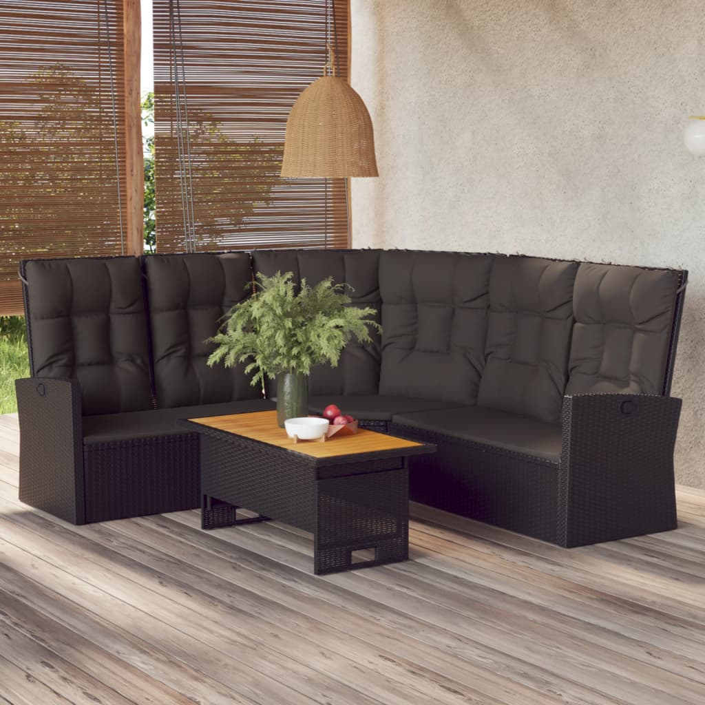 2-delige Loungeset met kussens poly rattan zwart is nu te koop bij PeponiXL, paradijselijk wonen!