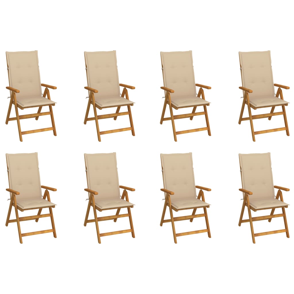 Tuinstoelen 8 st inklapbaar met kussens massief acaciahout is nu te koop bij PeponiXL, paradijselijk wonen!