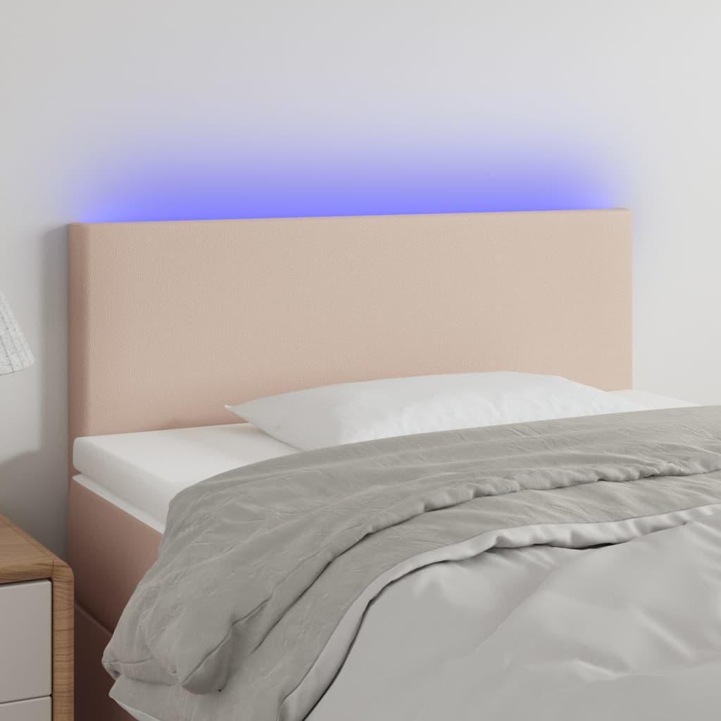 Hoofdbord LED 80x5x78/88 cm kunstleer cappuccinokleurig is nu te koop bij PeponiXL, paradijselijk wonen!