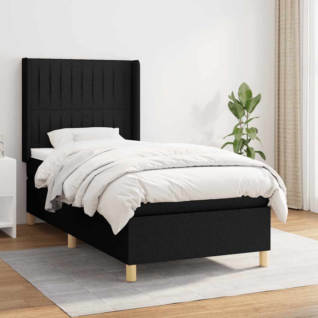 Boxspring met matras stof zwart 90x190 cm is nu te koop bij PeponiXL, paradijselijk wonen!