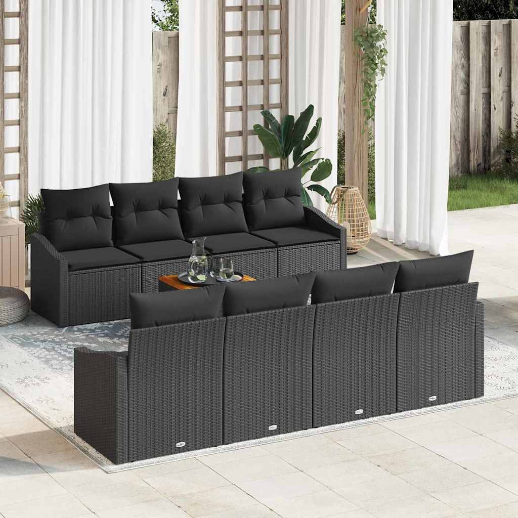 Tuinbankenset met kussen 9 pcs Zwart poly rattan is nu te koop bij PeponiXL, paradijselijk wonen!