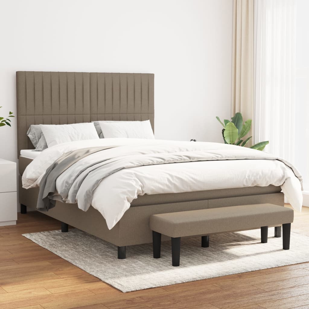 Boxspring met matras stof taupe 140x190 cm is nu te koop bij PeponiXL, paradijselijk wonen!