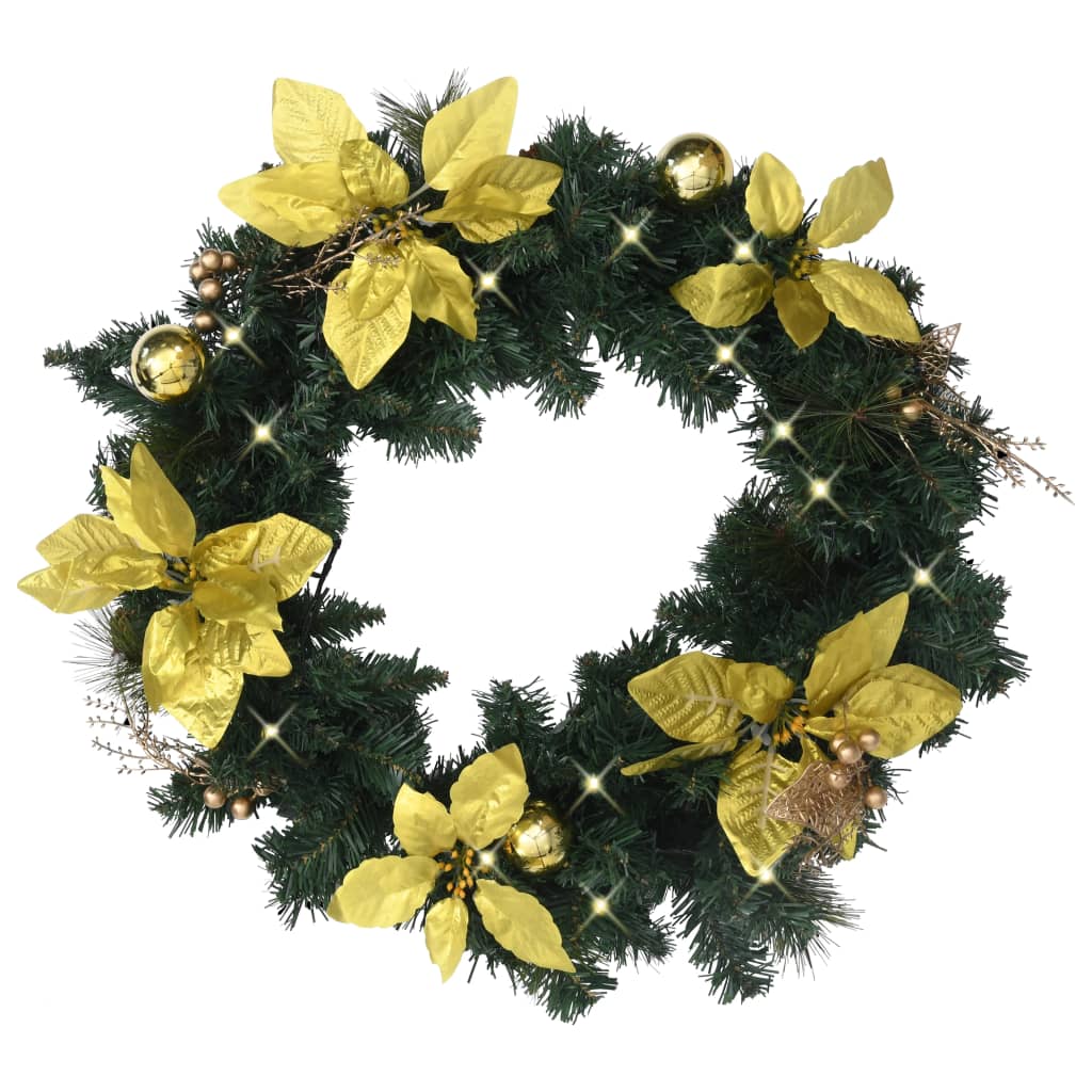 Kerstkrans met LED lampjes 60 cm PVC groen is nu te koop bij PeponiXL, paradijselijk wonen!