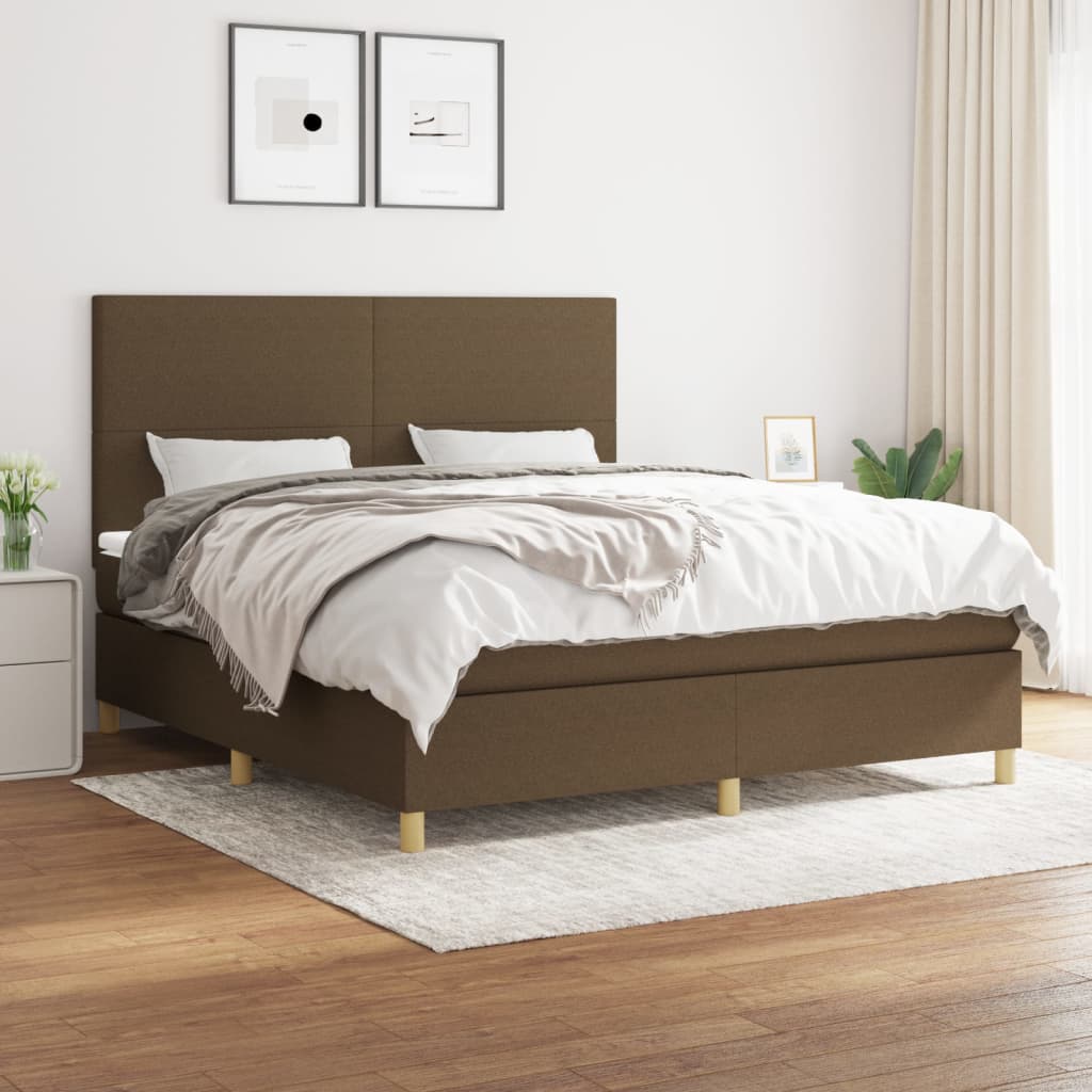 Boxspring met matras stof donkerbruin 160x200 cm is nu te koop bij PeponiXL, paradijselijk wonen!