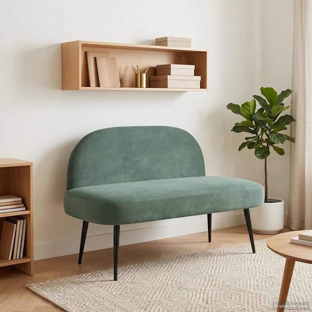 Beklede bank met rugleuning Zeegroen 110 x 60 x 76 cm Fluweel is nu te koop bij PeponiXL, paradijselijk wonen!