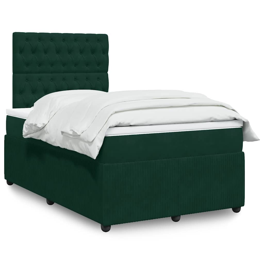 Boxspring met matras fluweel donkergroen 120x200 cm is nu te koop bij PeponiXL, paradijselijk wonen!