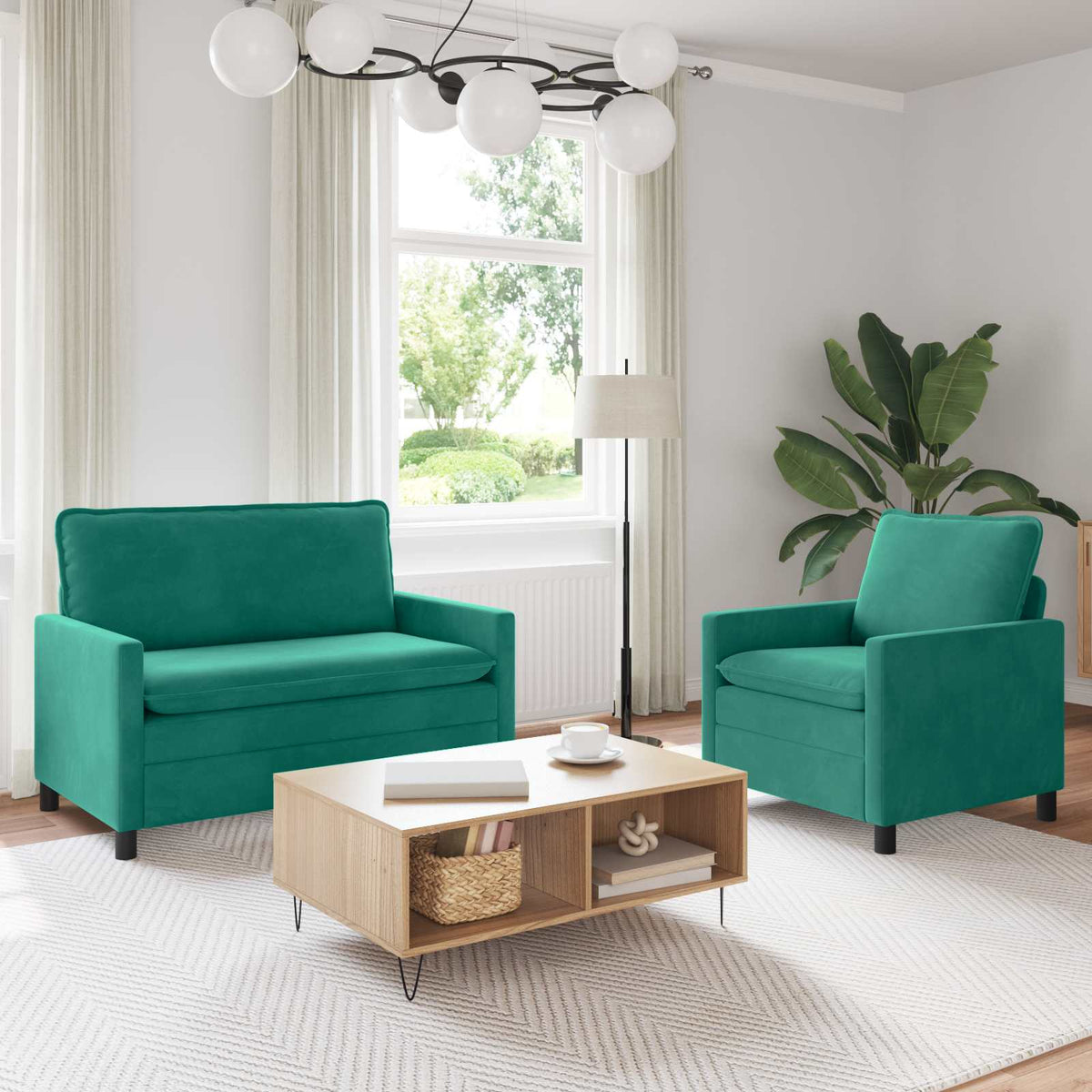 Bankstel 2 pcs Turquoise Fluweel is nu te koop bij PeponiXL, paradijselijk wonen!