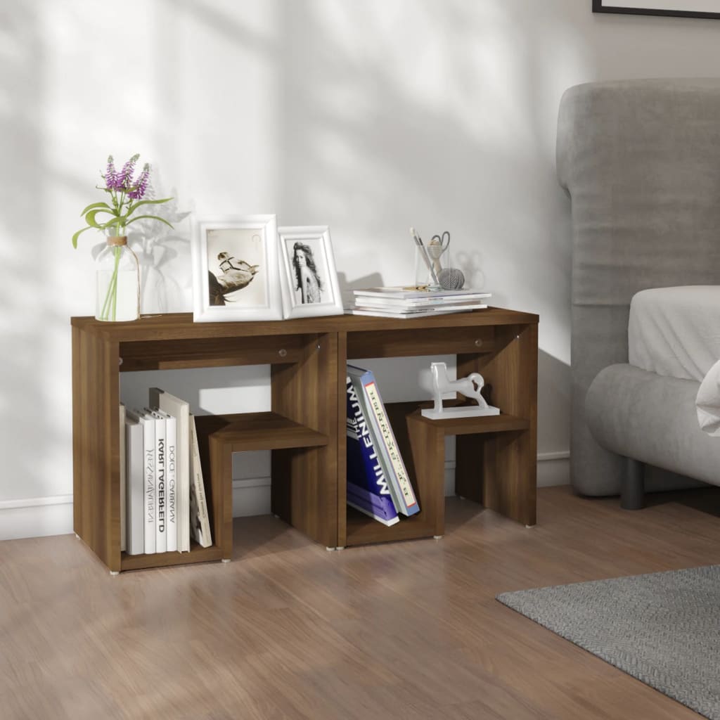 Nachtkastjes 2 st 40x30x40 cm bewerkt hout bruin eikenkleur is nu te koop bij PeponiXL, paradijselijk wonen!
