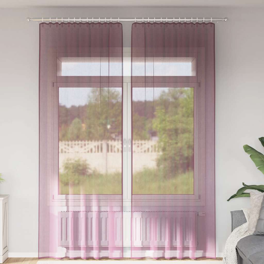 Gordijnen voile met roedezakken 2 st paars is nu te koop bij PeponiXL, paradijselijk wonen!