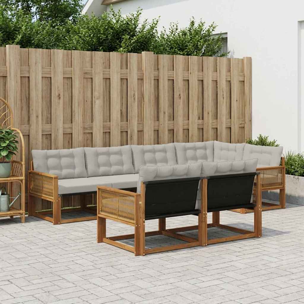 Buiten bankenset met kussen 7 pcs Naturel en lichtgrijs is nu te koop bij PeponiXL, paradijselijk wonen!