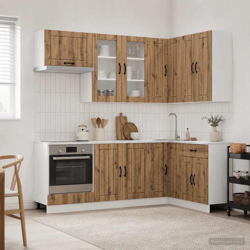 Keukenblok LUCCA 8 pcs Artisanaal eiken Bewerkt hout is nu te koop bij PeponiXL, paradijselijk wonen!