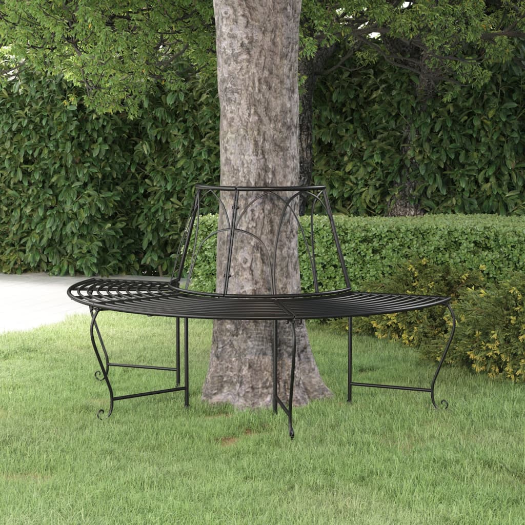 Boombank halfrond Ø159 cm staal zwart is nu te koop bij PeponiXL, paradijselijk wonen!