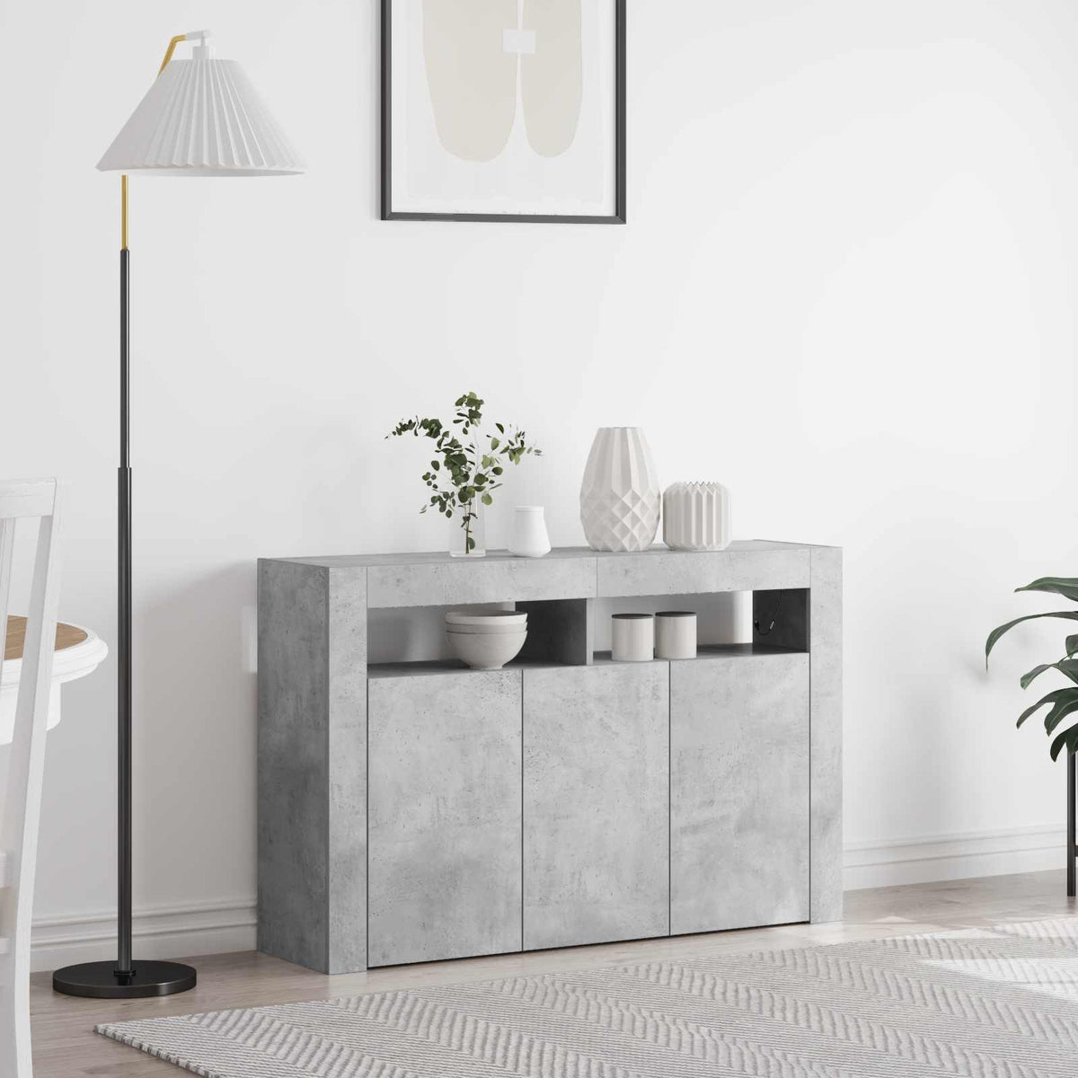 Dressoir Beton Grijs 116 x 30 x 75 cm Bewerkt hout is nu te koop bij PeponiXL, paradijselijk wonen!