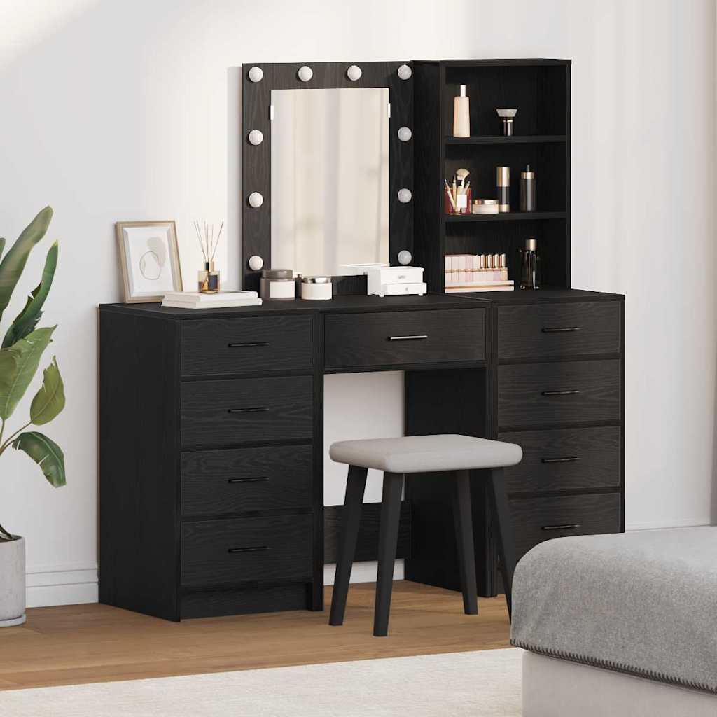 Plafondtafel met spiegellichten 3 pcs Zwart Bewerkt hout is nu te koop bij PeponiXL, paradijselijk wonen!