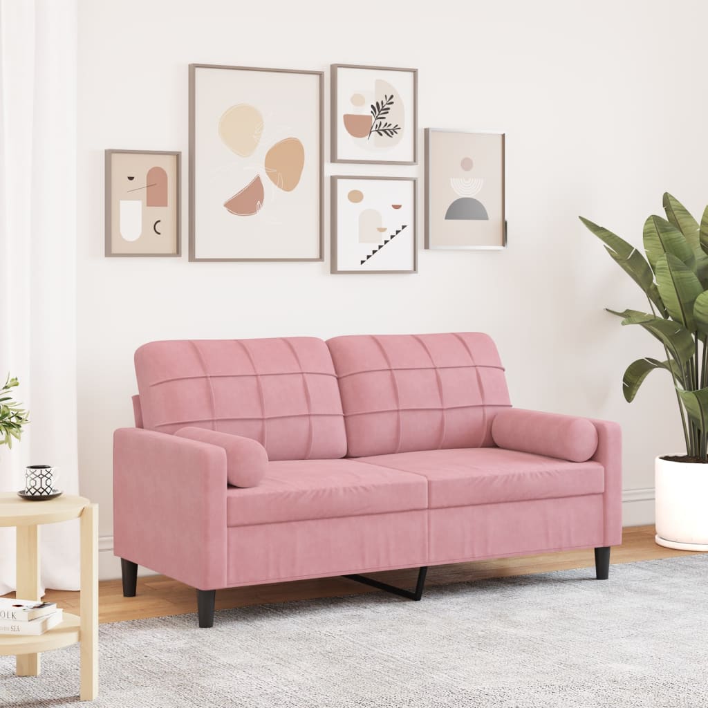 Tweezitsbank met sierkussens 140 cm fluweel roze is nu te koop bij PeponiXL, paradijselijk wonen!